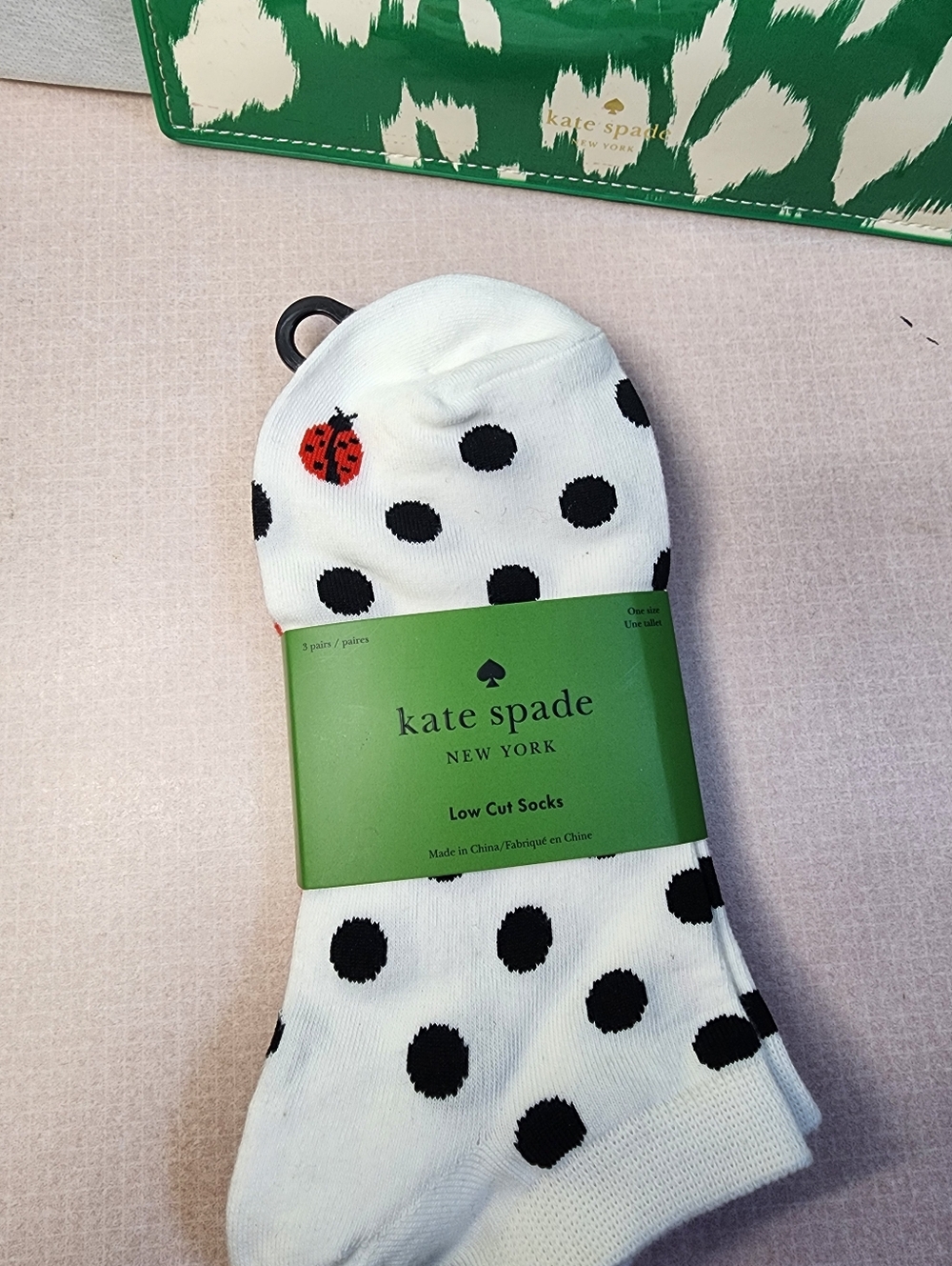 Kate Spade Painterly Cheetah Pouch With Pull Charm & Kate Spade Socks 3 Pair - Picture 3 of 7